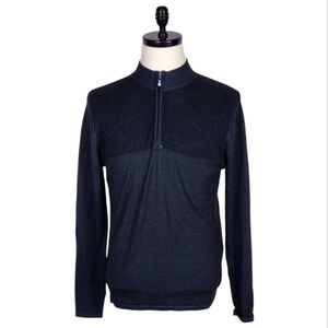 Robert Barakett Merino Wool 1/4 Zip Pullover Sweater Black Men’s Size Small